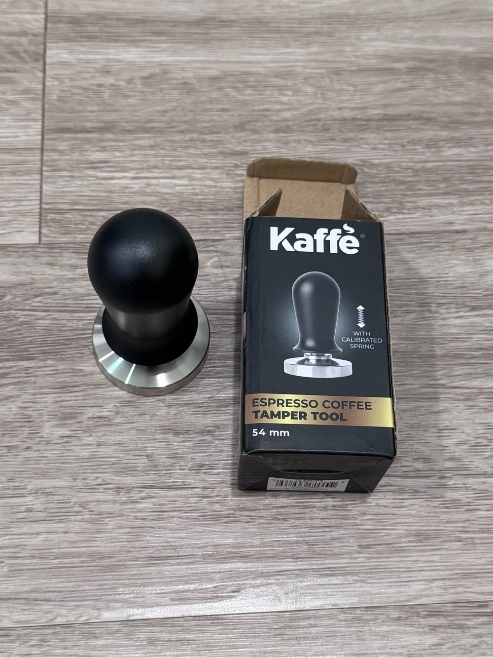 Kaffe Stainless Steel Espresso Tamper with Black Handle